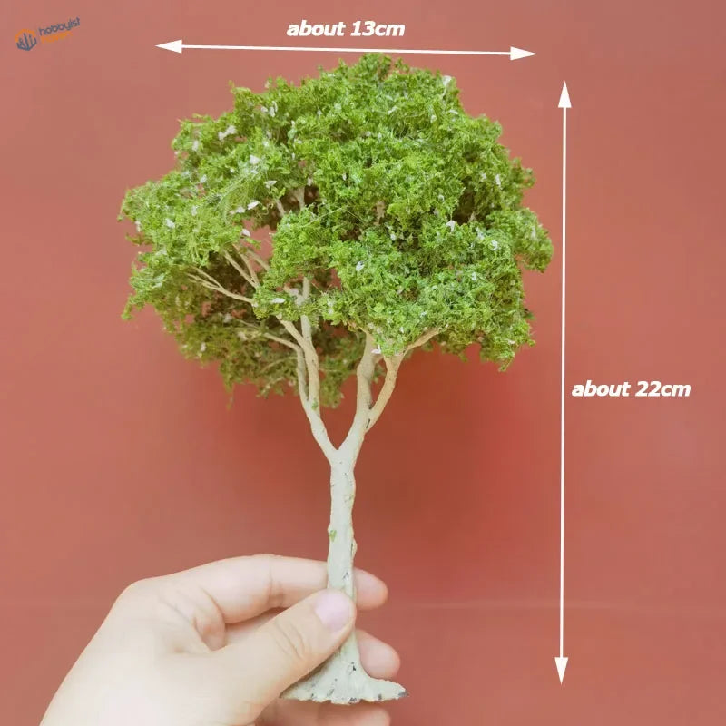 22-30cm artificial tree for scale modeling with green foliage and beige trunk