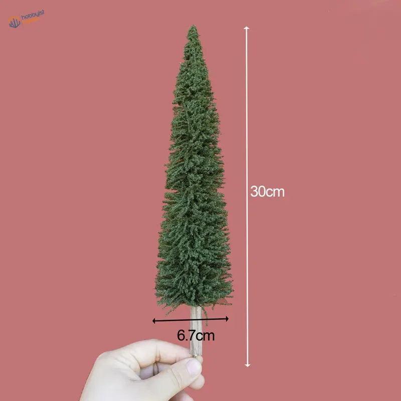 30cm artificial evergreen tree for scale modeling, dense foliage