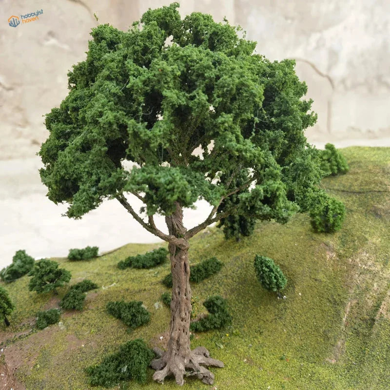 Detailed 22-30cm artificial tree for scale modeling with vibrant green foliage