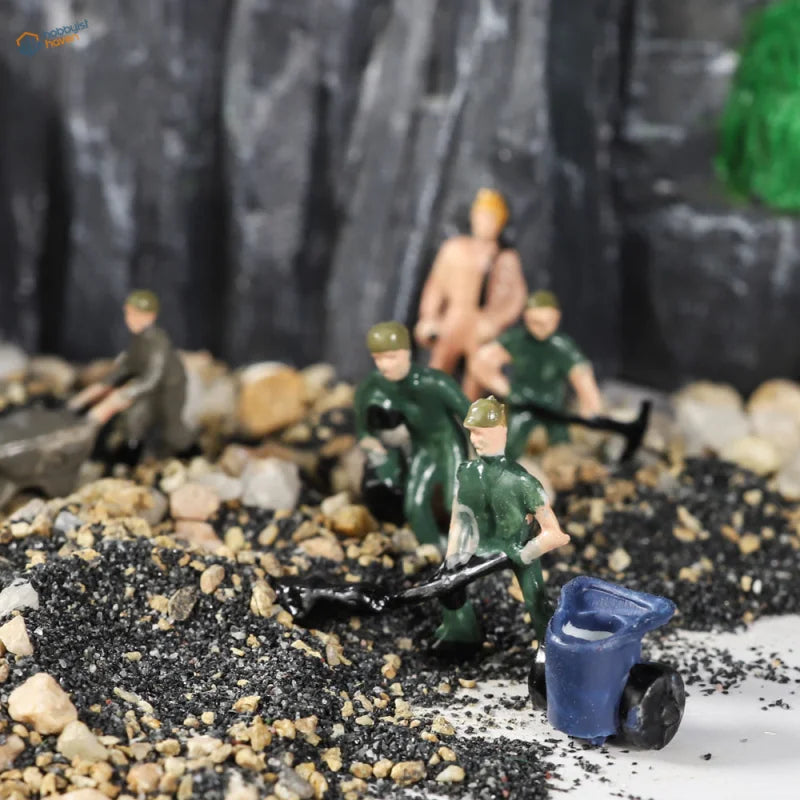 Blue plastic wheelbarrow with black wheels in 25pcs Ho Scale model railway workers