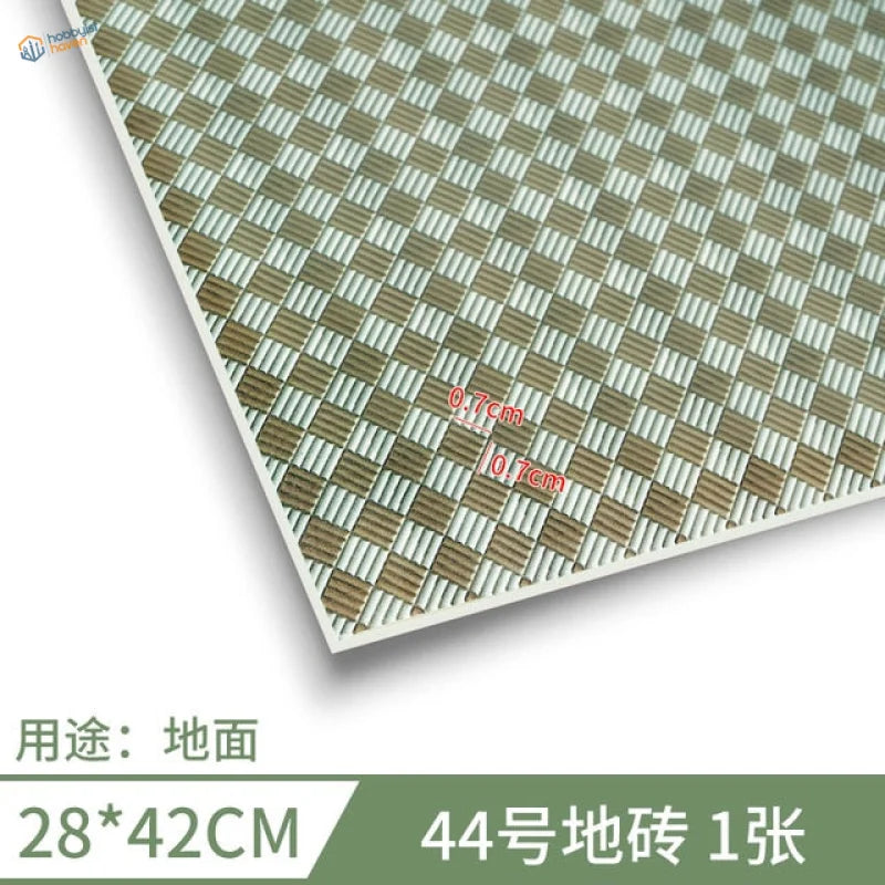280x420mm adhesive floor replica with beige and white woven pattern tile
