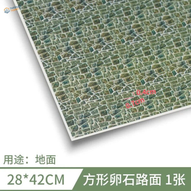 280x420mm adhesive floor green mosaic tile with stone texture and white grout