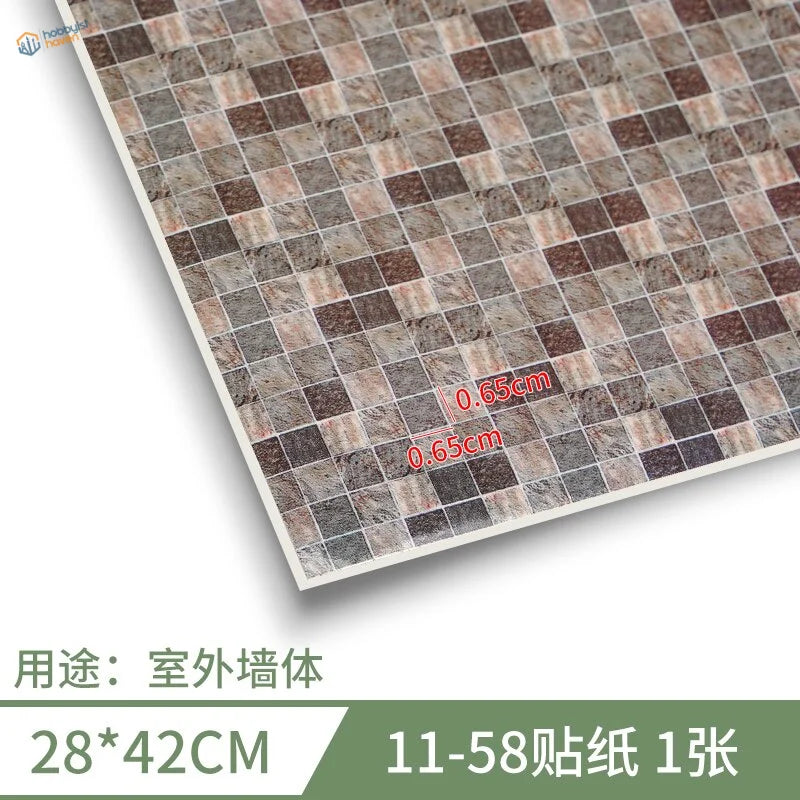 280x420mm adhesive floor replica with brown gray mosaic tile pattern