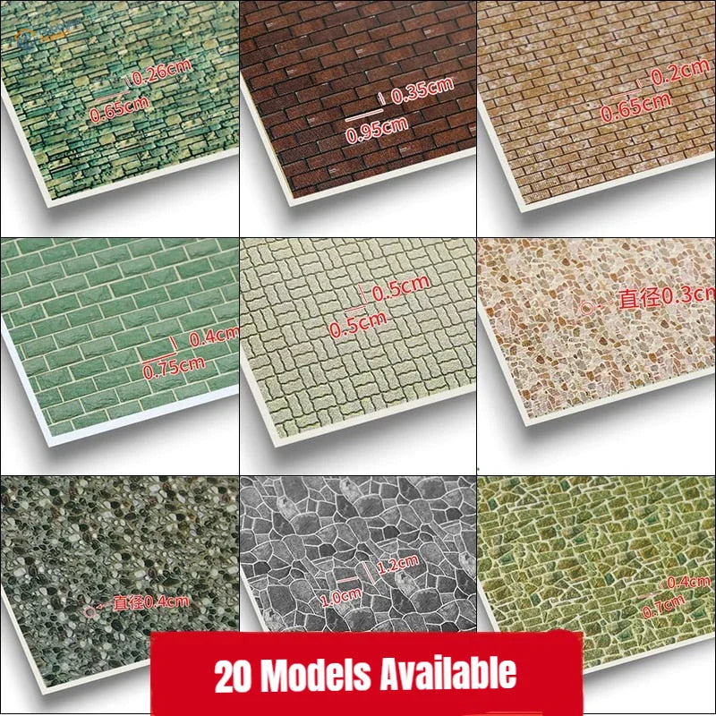 280x420mm adhesive floor replica decals in green, brown, gray, beige brick, stone, mosaic textures