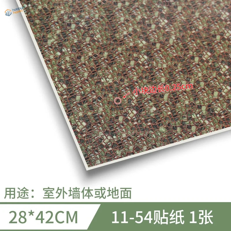 280x420mm adhesive floor green mosaic tile pattern