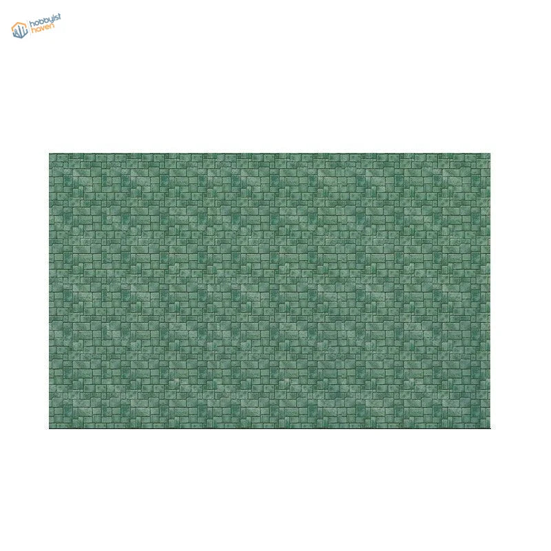 280x420mm adhesive floor replica with green woven interlocking square pattern