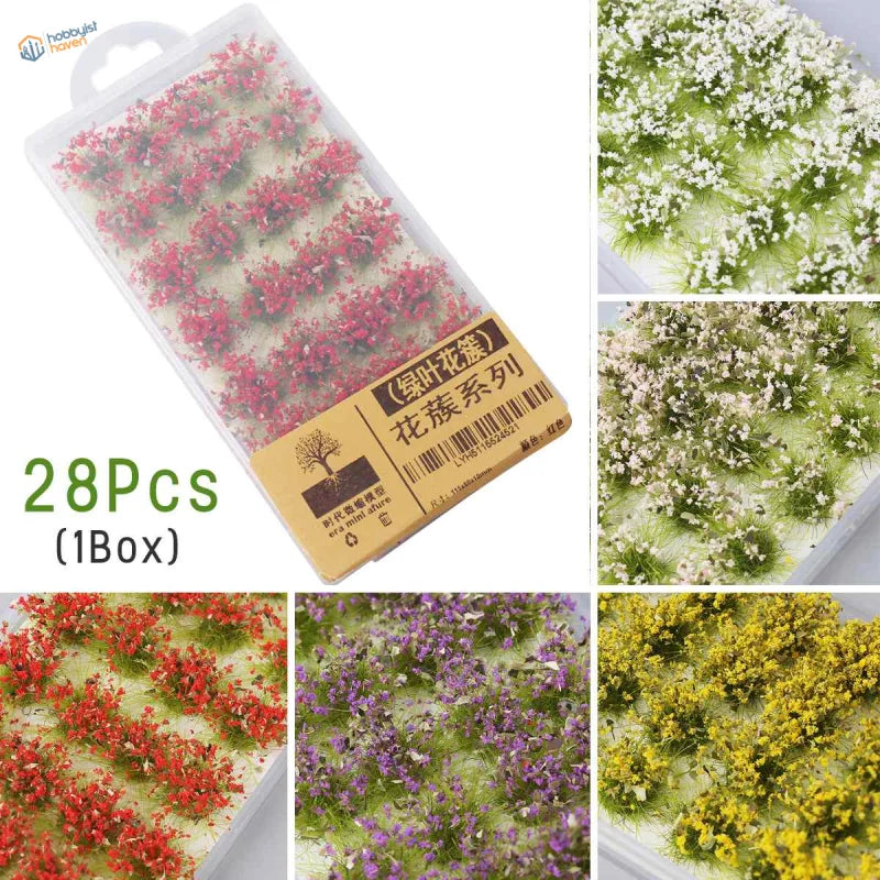 28pcs/set exquisite miniature flower clusters in clear package
