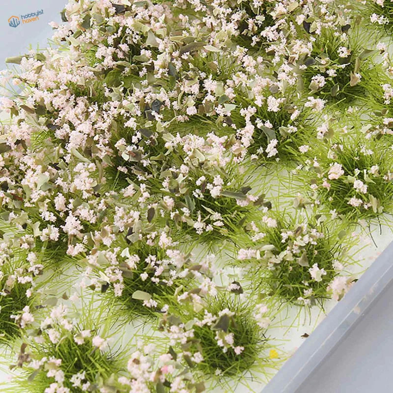 28pcs/set exquisite miniature flower clusters in pink, white with green foliage