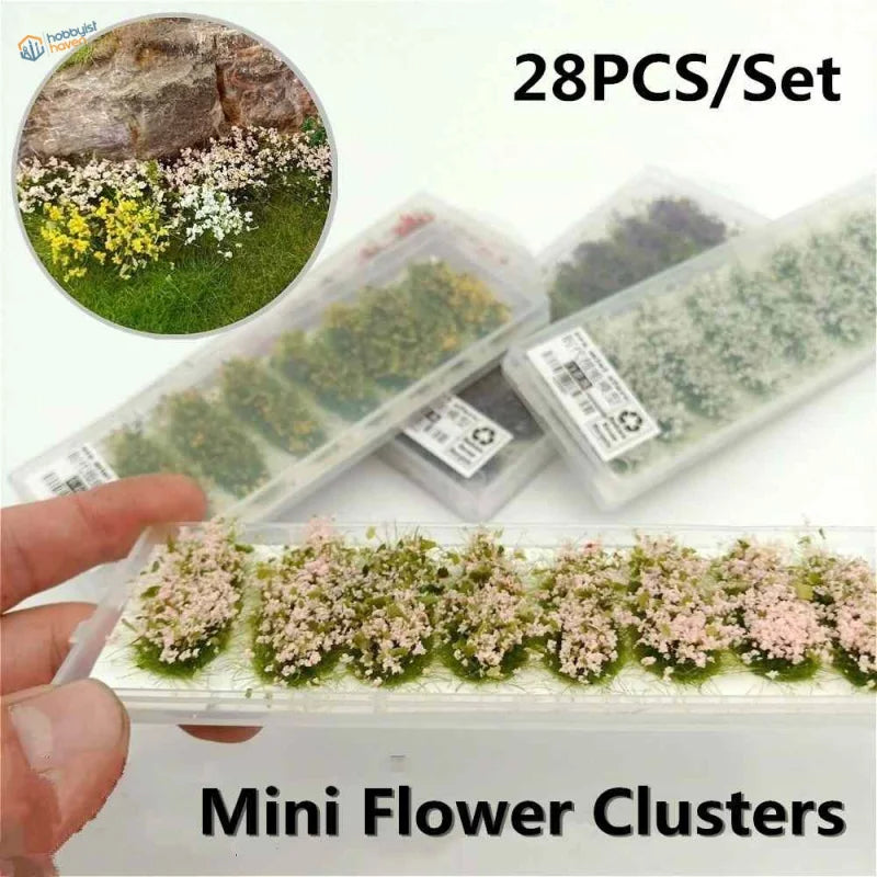 28pcs/set exquisite miniature flower clusters in clear containers