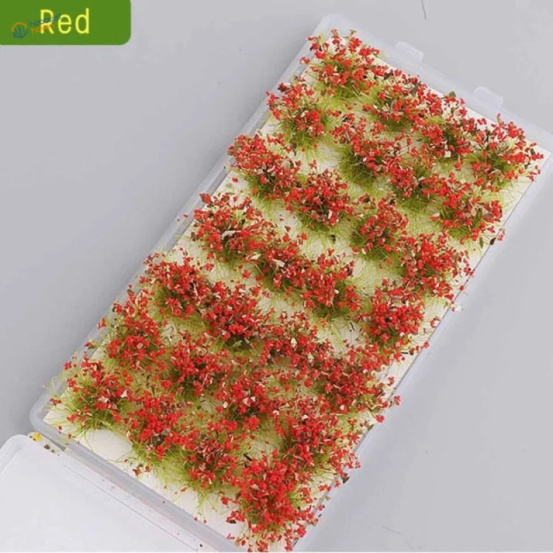 Red exquisite miniature flower clusters in clear tray