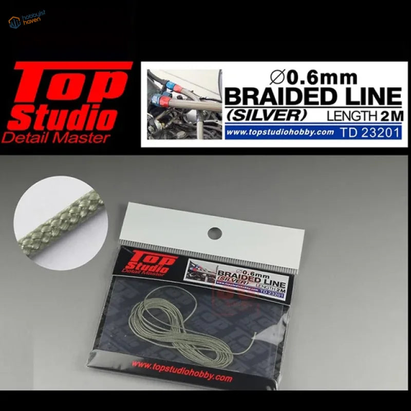 2m silver braided line 0.6mm for scale modeling tools by Detail Master