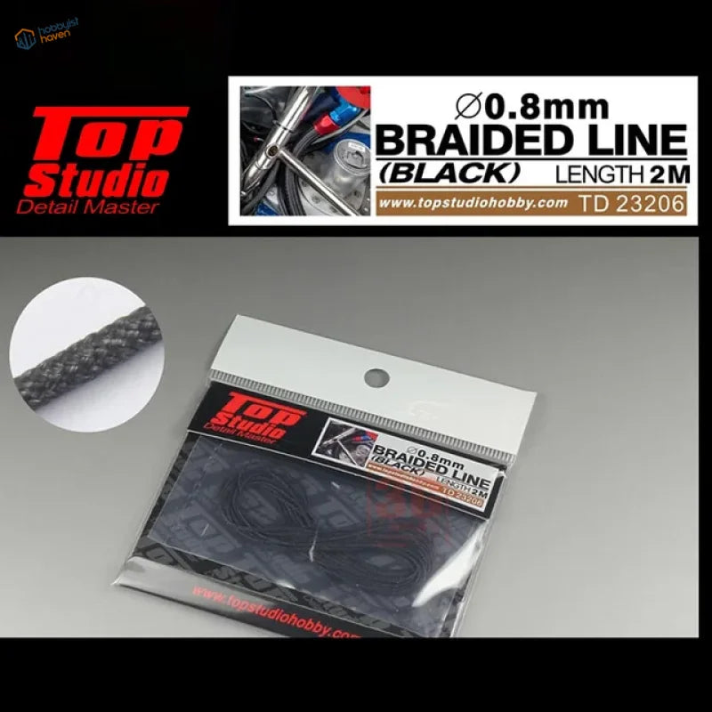 2m black braided line 0.8mm for scale modeling by Top Studio Detail Master