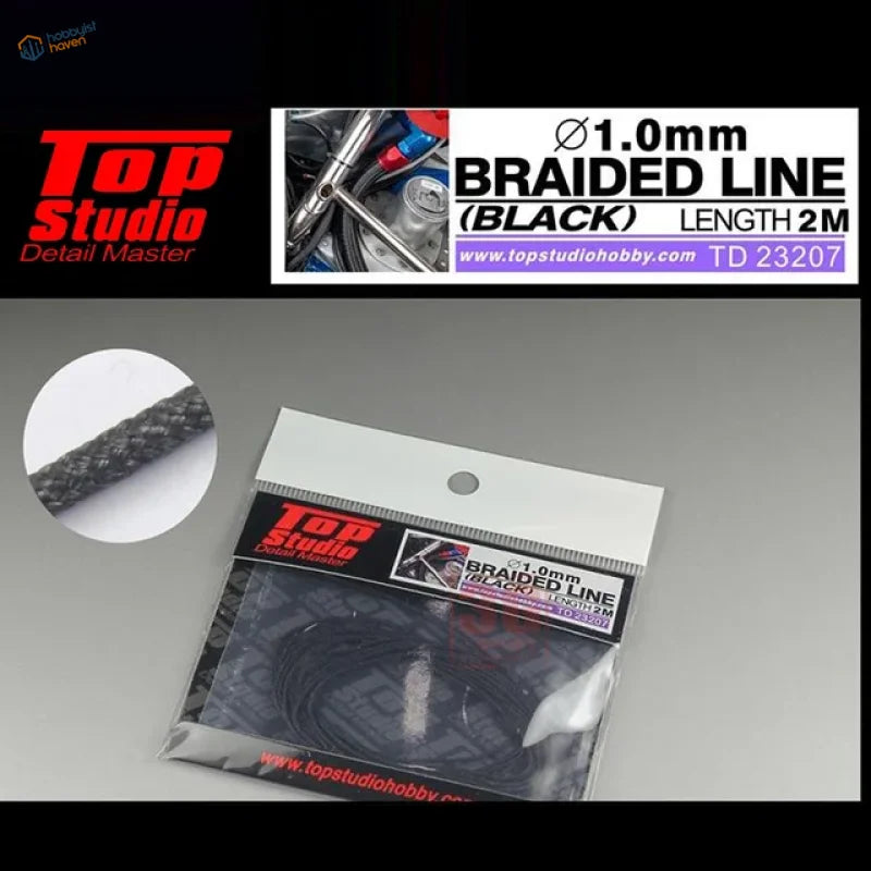 2m black braided line 1.0mm for scale modeling tools by Detail Master