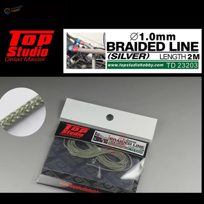 2m silver braided line 1.0mm for scale modeling tools in clear bag