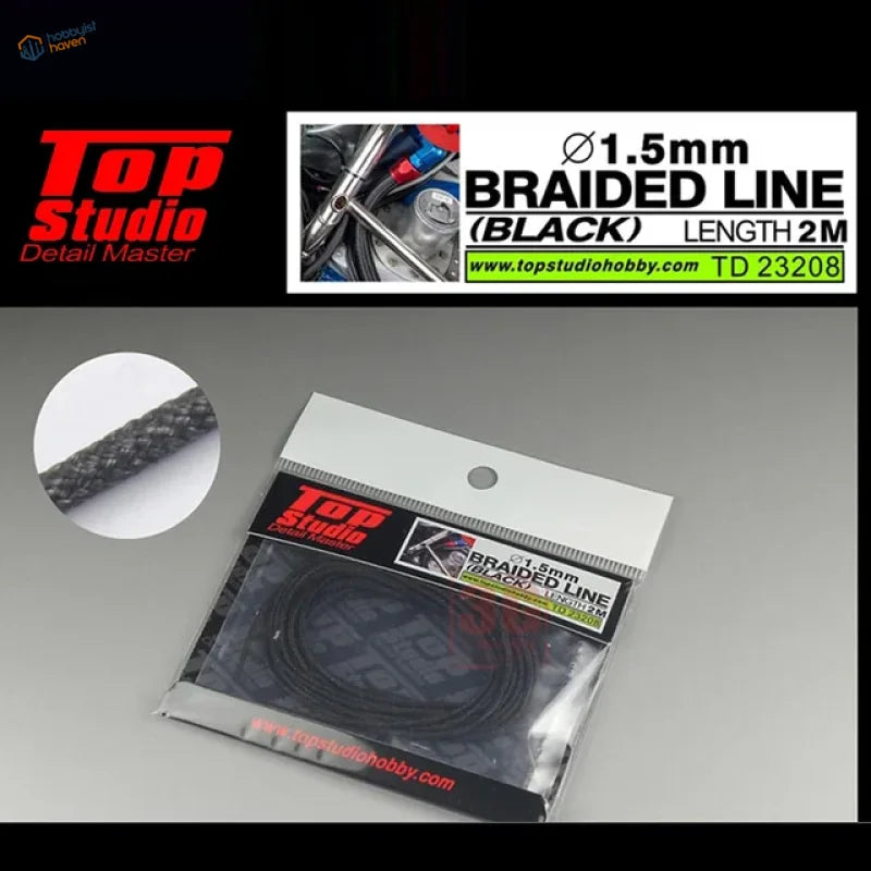 2m black braided line 1.5mm for scale modeling tools by Detail Master