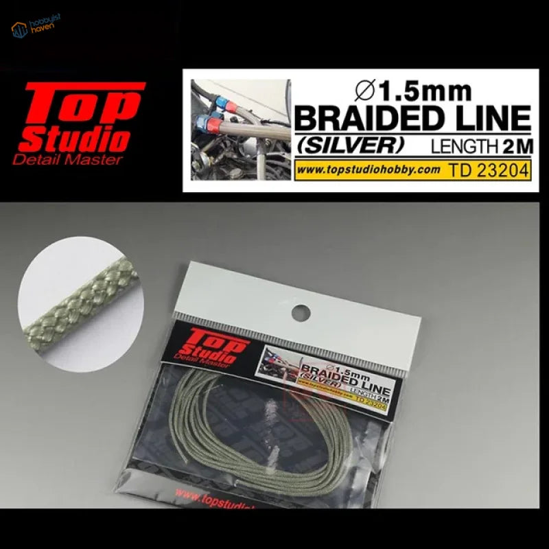 2m silver braided line 1.5mm for scale modeling tools in clear bag