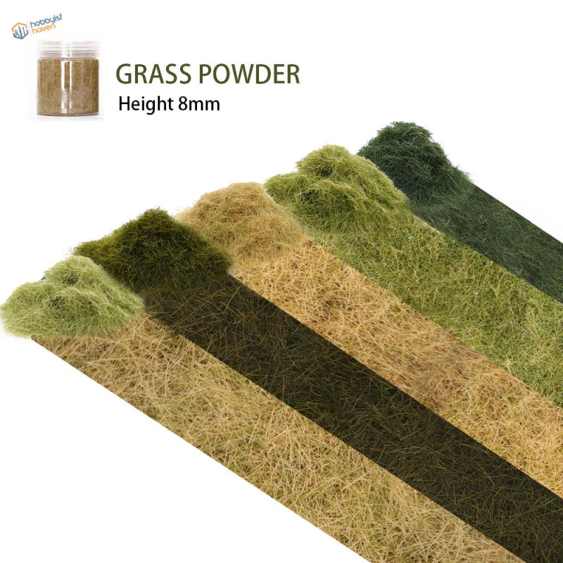 2mm static grass powder in green and brown shades