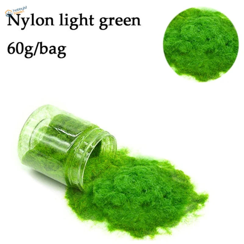 Light green 2mm static grass powder nylon fiber, 60g per bag