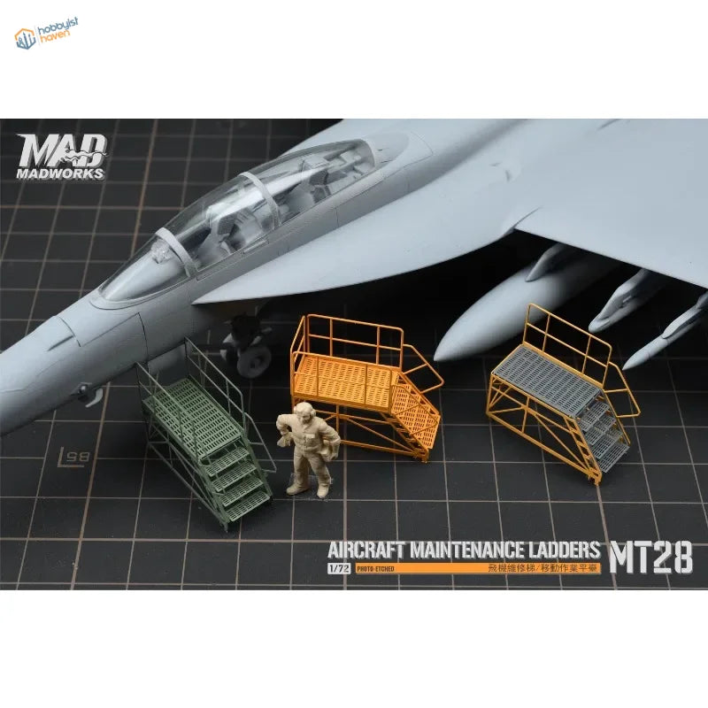 2pcs 1/72 orange green aircraft maintenance ladders long platform