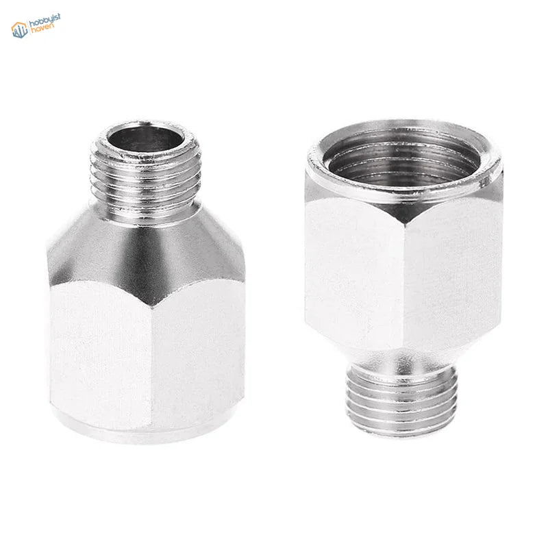 2pcs silver hexagonal 1/8-1/4 in. airbrush hose adapter fittings