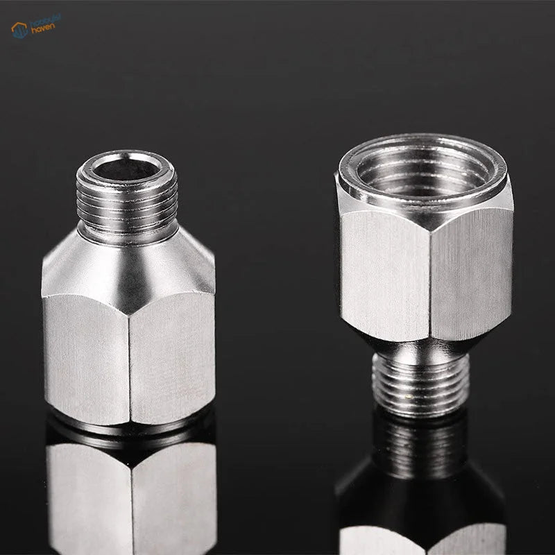 2pcs silver hexagonal airbrush hose adapter 1/8-1/4 in threaded fittings