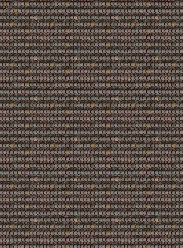 Dark brown bronze metallic scale pattern on roof simulating stickers
