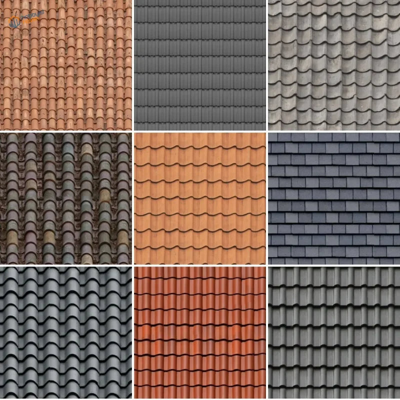 2pcs house roof simulating stickers in terracotta reds, grays, browns
