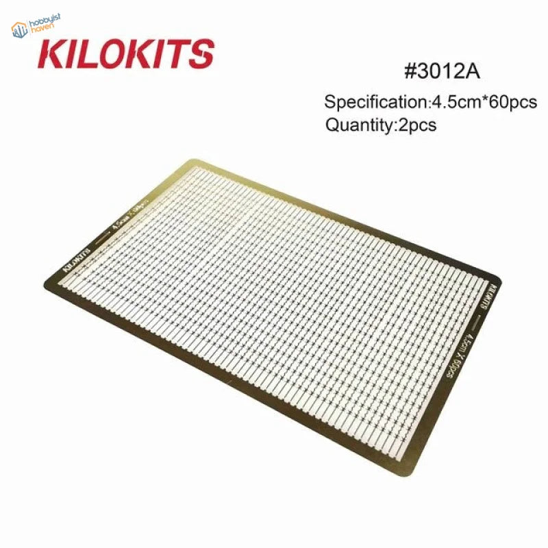 2pcs photo etched barbed wire with Kilokits #3012a adhesive grid mat