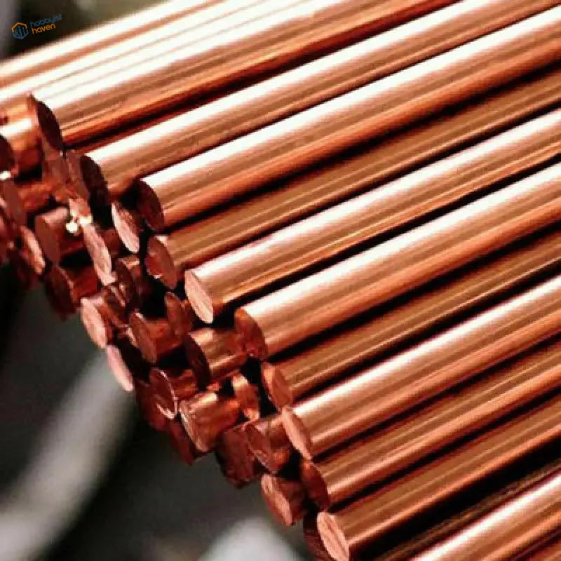 Shiny reddish-brown 3-30mm copper rods for scale modeling and architectural design