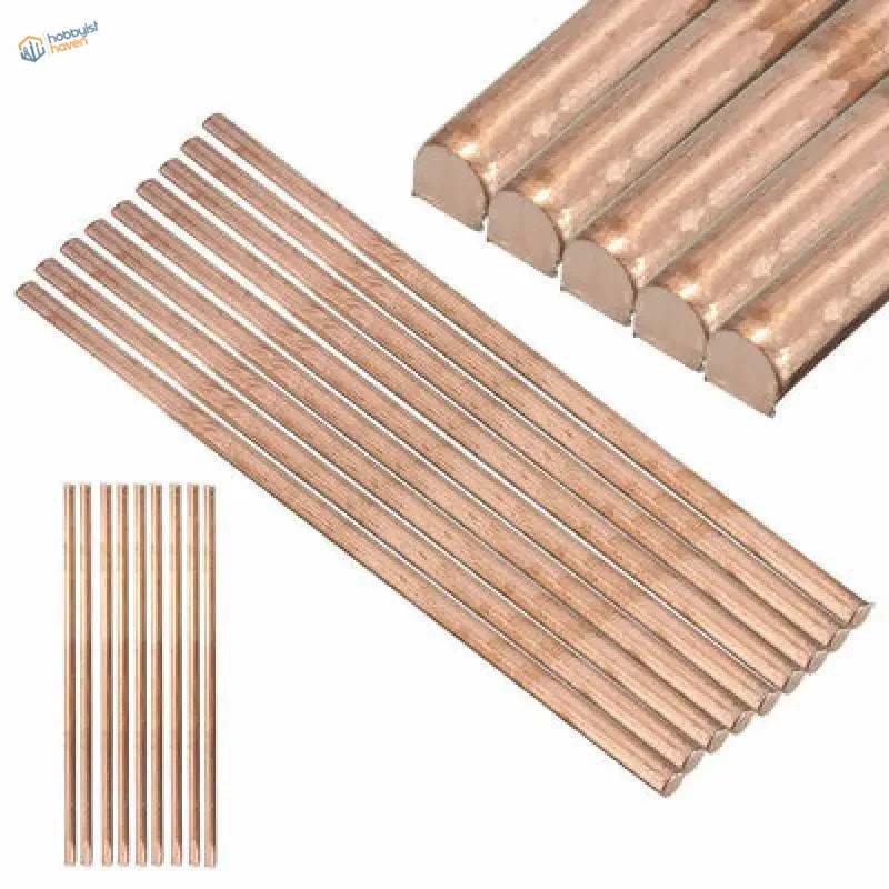 Set of 3-30mm copper rods with smooth finish for scale modeling