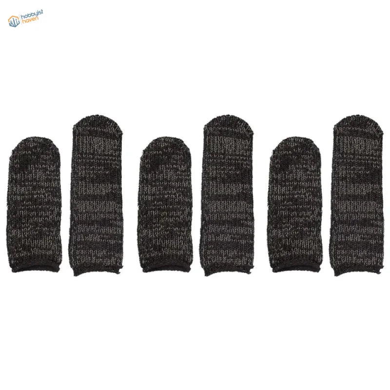Six cut-resistant neoprene sheaths in black and gray ribbed pattern