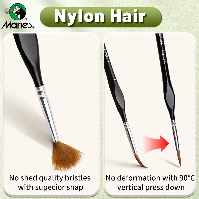 3/6 pcs 5/0 extra fine brushes with black handles and nylon bristles