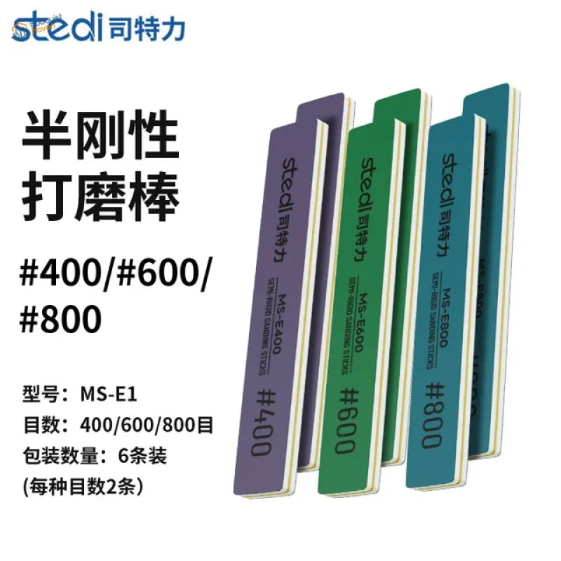 Stedi semi-rigid sanding sticks in purple, green, teal, 3/6pcs