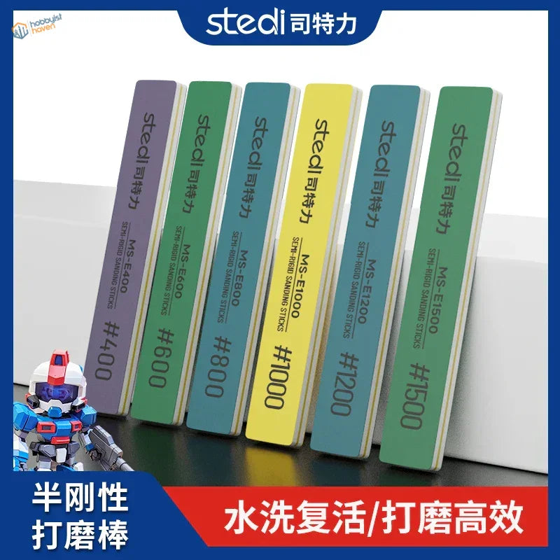Stedi 6pcs semi-rigid sanding sticks with grit labels