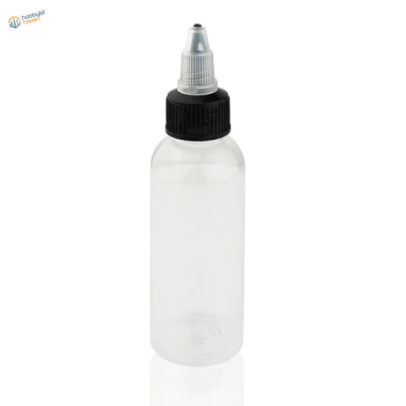 Clear 30-120ml paint mixing bottle with steel mixing ball, dropper tip