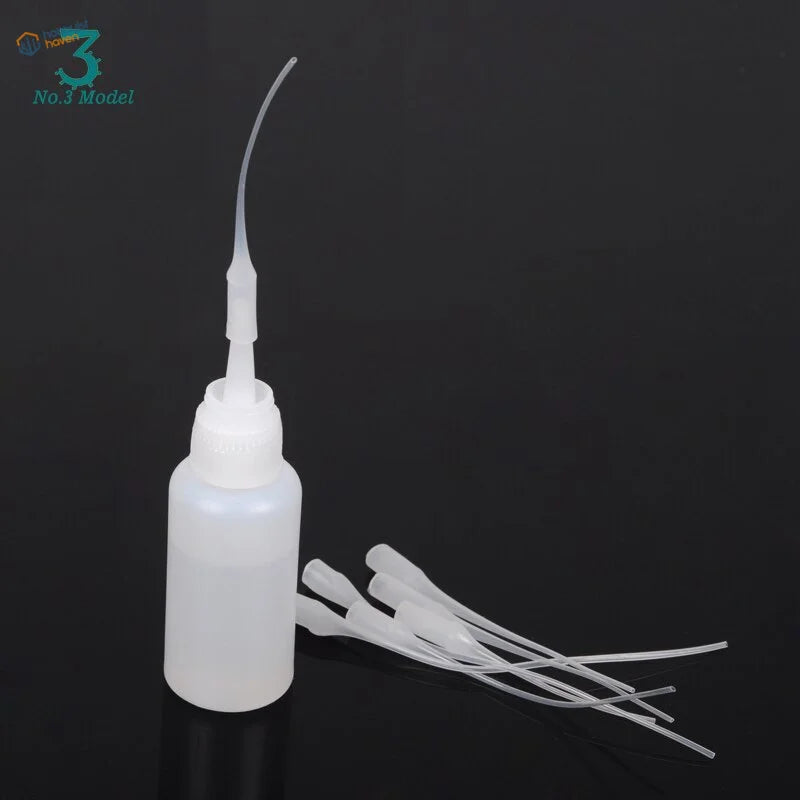 30/60pcs rat tail glue applicators with white plastic squeeze bottle and spare nozzles