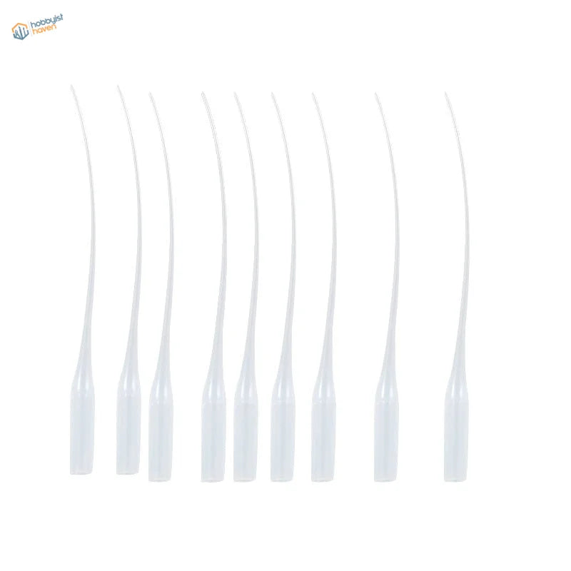 60pcs rat tail glue applicators with transparent curved handles and rounded tips