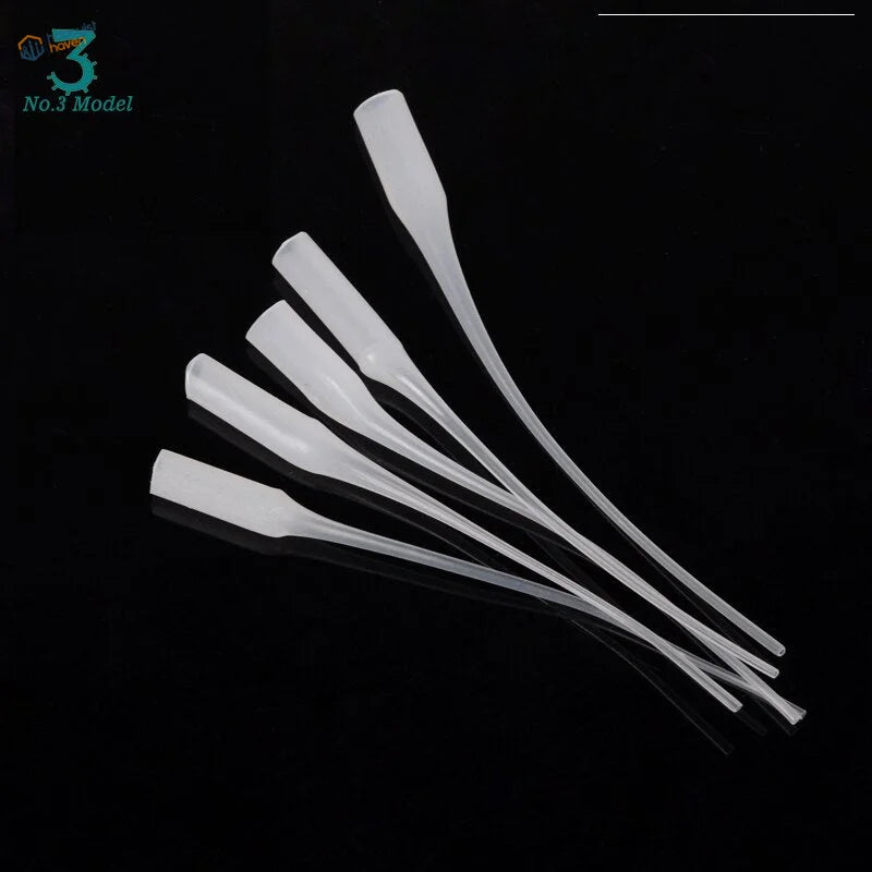 30/60pcs rat tail glue applicators with transparent plastic flat spatulas
