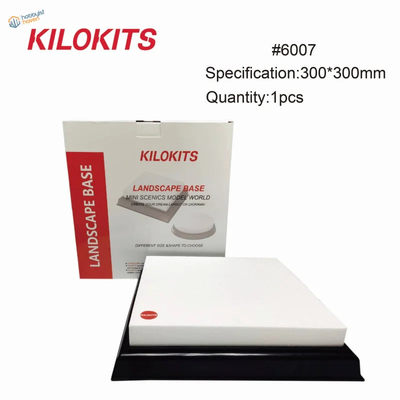 Kilokits 30x30 cm diorama base with white eps hard foam and black stand
