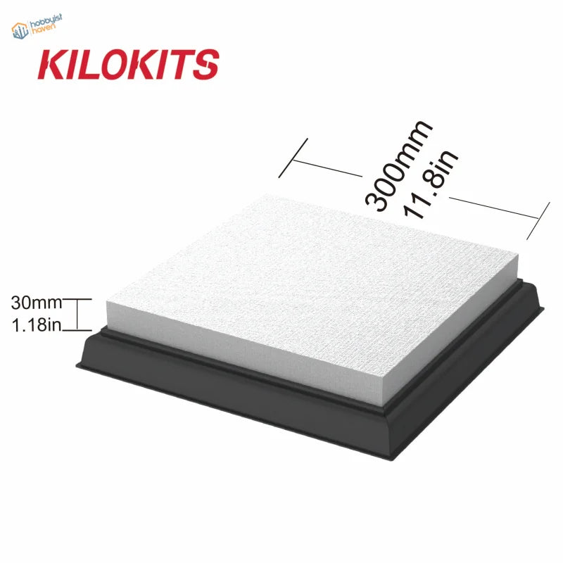 Kilokits 300mm x 300mm white textured EPS hard foam diorama base