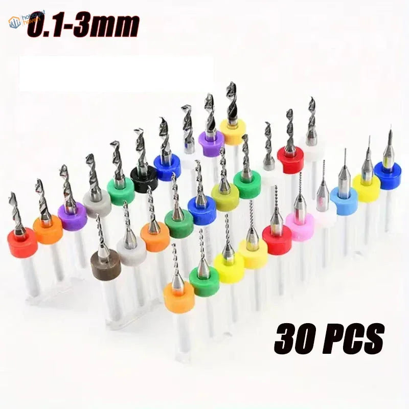 30pcs 0.1mm-3mm PCB micro drill bits set with colorful collars