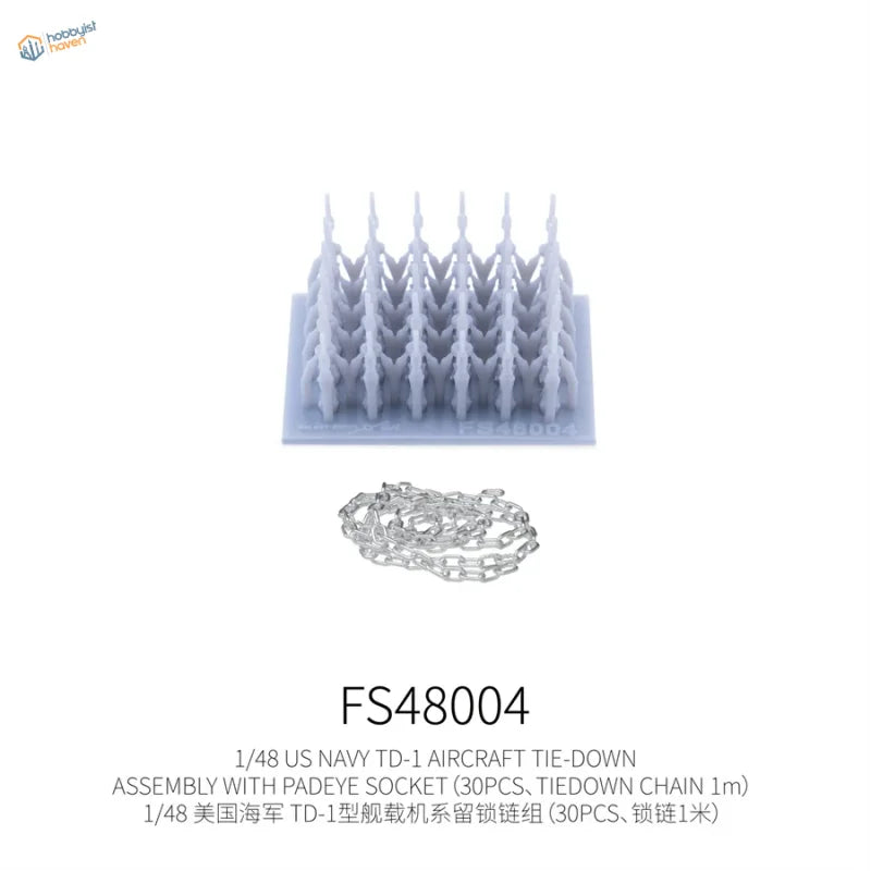1/48 scale Navy TD-1 tie-down with 30 pad eyes in translucent plastic