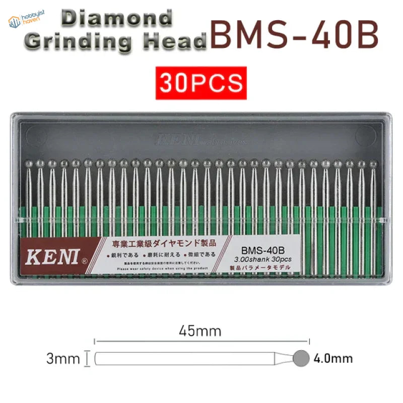 30pcs 3mm shank diamond grinding heads BMS-40B set for jewelry