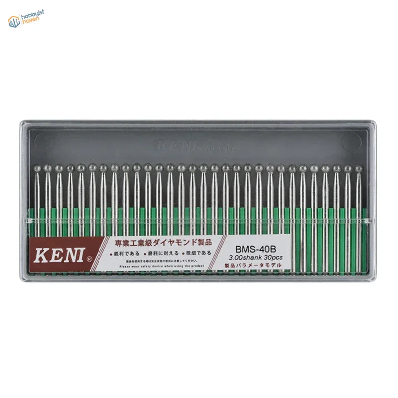 30pcs 3mm shank diamond grinding heads keni bms-40b in clear case