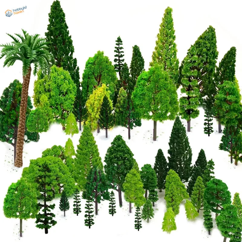 30pcs assorted model trees with tall palm for railroad scenery