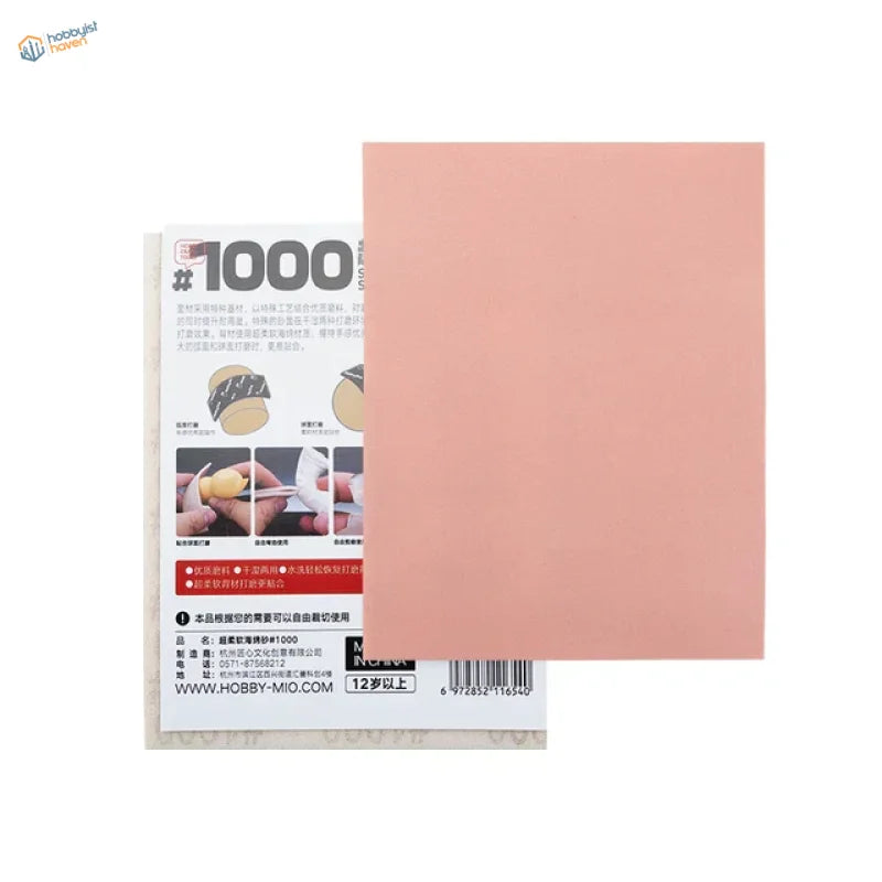 #1000 grit peach sanding sponge from Hobby Mio, textured for polishing