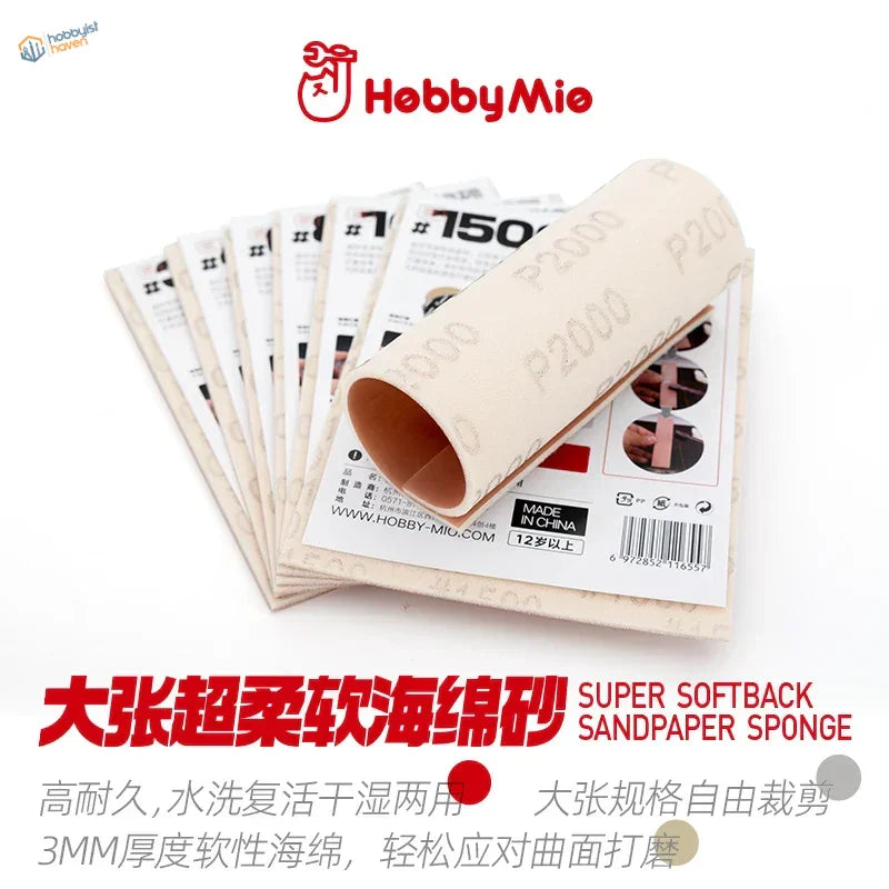 Beige 3mm p2000 sanding sponge for curved surfaces, Hobby Mio 320-2000 back