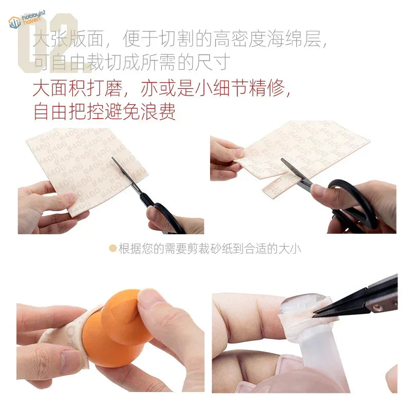 High-density beige sanding sponge sheet, 320-2000 textured for easy cutting