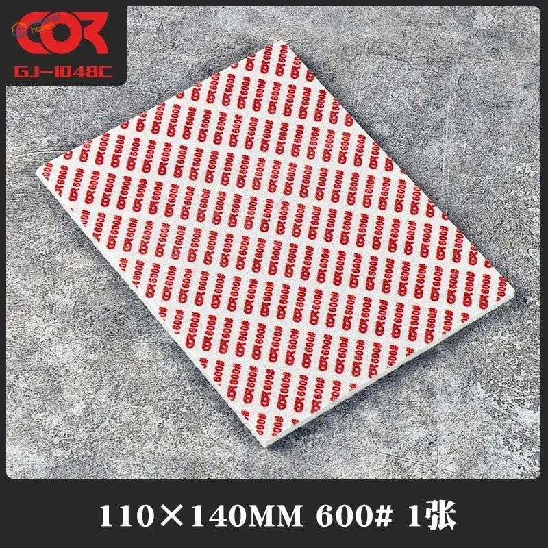 White 600# sanding sponge sheet with red cxr 600# pattern, 110x140mm