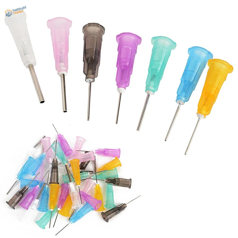 35pcs blunt needles 16GA-25GA in colorful plastic tips for scale modeling